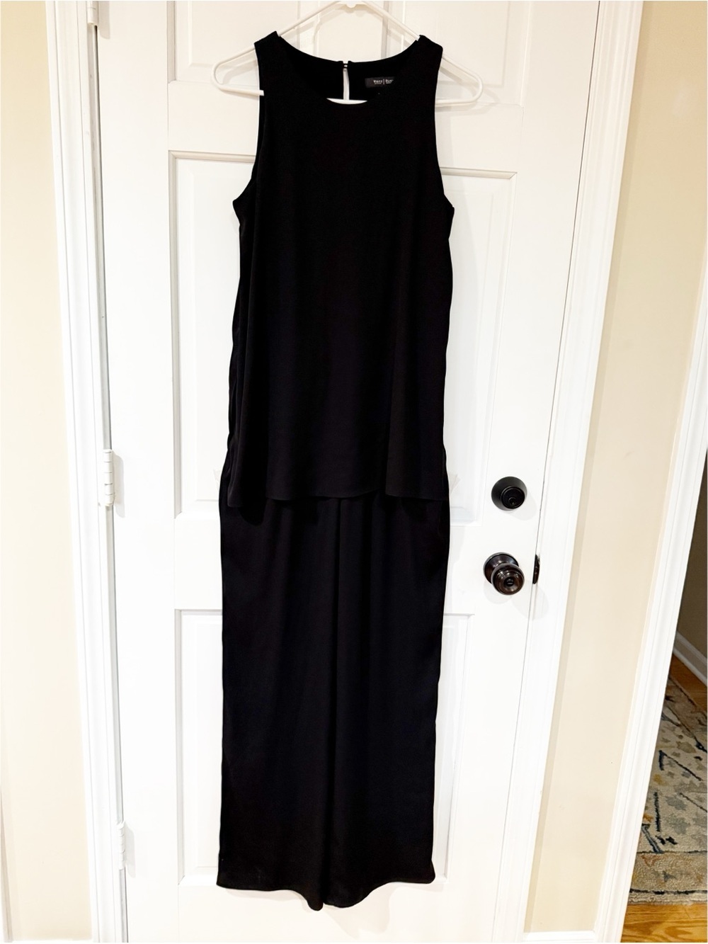 White House Black Market Black Chiffon Overlay Jumpsuit | Size 4